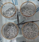    set Of 4 Heavy Base Gold Rim Whiskey Glasses Rocks Double Old Fashioned Mcm