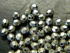 4mm Small Silver Faceted Metal Alloy Spacer Beads - Tiny Silver Toned Metal