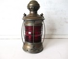 Vintage Perko Marine Lamp Nautical Ship Lantern Brass With Red Glass
