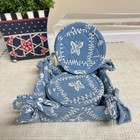 Pierre Deux Blue White Quilted 100  Coton Coasters 6 Pc With Tray Vintage     Rare