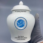 Ceramic Medium Urn For Detroit Lions Football Theme  Custom Text   Number