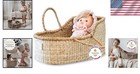 Handcrafted Baby Doll Bassinet - Luxurious Seagrass Moses Basket -
