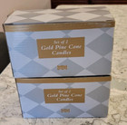 Vintage New 4 Gold Glitter Pine Cone Candles Christmas Gift Avenue Nib 2 Boxes