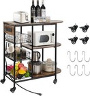 3-tier Rolling Kitchen Cart Microwave Cart W  Lockable Wheels Kitchen Utility Us