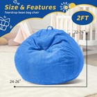 2ft Bean Bag Chair  2  Bean Bags With Memory Foam Filled comfy Small Blue