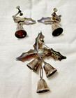 Vintage Taxco Damasco Gallegos Sterling Silver Holly Bells Brooch Earring Set Dg
