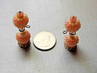 Pair Of Vintage Dollhouse Miniature Table Lamps - Beaded