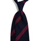 Navy Blue   Red Striped Silk Grenadine Tie  garza Grossa  Handmade In Italy