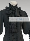 Black Ladies Victorian Edwardian Gothic Girl Vintage Blouse Shirt Top Punk B066
