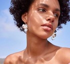 Tous S925 Silver Hoop Earrings Flower Design With Pearl Color Elegant Jewelry 56