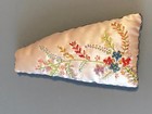 Antique   Vintage Silk Pin Cushion Embroidered Ribbon Work Sewing Pincushion