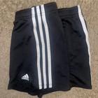 Adidas Youth Classic Black W  White Stripes Athletic Drawstring Shorts  Size L 