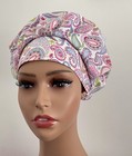 Surgical Scrub Cap  Nurses Hat  Bouffant  Paisley Print  Spring Colors