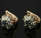 Art Deco Style Lab Created Diamond   Sapphire Wedding 14k Rose Gold Fn Earrings