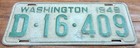 Fairly Nice  Straight  1949 Snohomish County  Washington License Plate  D 16 409