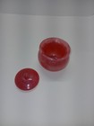 Red Glass Jar With Lid  Small Round Solid  Free Standing  Set Of 2