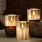 Glass Battery Operated Led Flameless Candles With Remote And Timer  Real Wax    