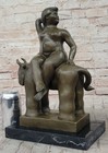 Botero Abstract Woman Lady On Bull Bronze Sculpture Modern Hot Cast Figurine Art