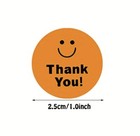 500 Pcs Sticker Roll 1 Inch Color Cartoon Happy Smile Thank You Self Adhesive