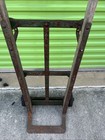 Antique Hand Truck Dolly  Heavy Steel Wheels Metal Frame Wood Handles Vintage