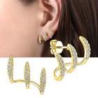 Fashion Silver Color Claws Stud Earrings For Women Exquisite Shiny Cz Zircon
