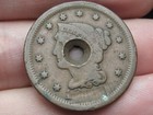 1843-1857 Braided Hair Large Cent Penny  Holed Through Center  Fine Details