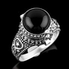 Natural Black Onyx Gemstone Handmade Poison Ring  925 Sterling Silver Box Ring 