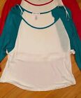 Lot Of 2 Women s Basic T-shirt Scoop Neck Cotton Long Sleeve Solid Fitted Large
