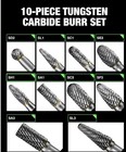 Carbide Burr Set 1 4 In Shank 10-pc 8mm Head With Clear Storage Box