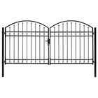 Vidaxl Black Arched Steel Garden Gate Double Door Outdoor Fence Entrance Gate