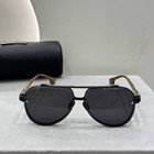 Chrome Hearts Black Aviator Sunglasses Wood Pattern 63   12-149 Nwot Case