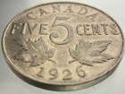 1926 Near 6 Canada 5 Cents Nickel Circulated Coin Km  29 Ii142