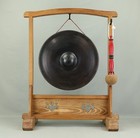 Bronze Gong Dora With Wooden Stand And Mallet     Complete Set Va963