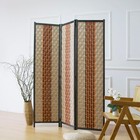 3-panel Rattan Room Divider  5 9ft Tall Folding Privacy Screen  Beige Orange