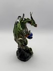 Green Medieval Dragon Figurine Blue Crystal Ball Fantasy Statue Missing Sword