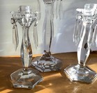 Trio Of Vintage Candle Holders With 3 Stunning Prisms -1   11      2   8 5    Sticks