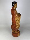 Antique 1880-1920s Burmese Carved Wooden Standing Disciple Monk Gold Gilded 22   