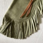 B Bar B Blackfoot Id Western Chaps Chink 6  Fringe Leather Buckskin Green Brown