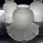 Glass Light Shade Frosted Embossed Ruffled Set Of 3 Vintage Fitter 2 
