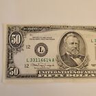 1990  50 Dollar Bill Sn L33116614a Rare Ink Bleed Through Error 