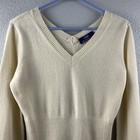 Gobi 100  Mongolian Cashmere Pull On Top Cream Ribbed Waist Cuff Full Sleeves Xl