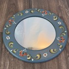 Hand Painted Rosemaling Norway Wall Mirror Folk Art Blue Floral 9 5  Norwegian