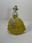 German Porcelain Lady Dresser Doll Powder Box Yellow Dress Nancy Pert Erphila