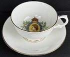 1952 Queen Elizabeth Coronation Windsor English Bone China Footed Cup   Saucer
