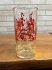 Vintage 1950s Davy Crockett Indian Fighter Glass Tumbler Drinking Glass Red