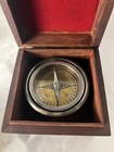 Vintage Brass Marine Gimbal Compass Boxed Wood Compass Unmarked