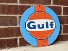 Gulf Racing Advertising Sign Oil Gas Porsche Ford Gt40 Round Metal