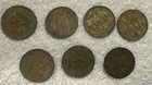 7 Risque Brass Heads I Win Tails You Lose Tokens Coin Naked Busty Lady Vtg