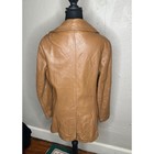 Womens Vintage Tan Leather Blazer Jacket 70s Style Single Breasted