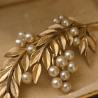 Gionami By Longcraft Leaf Brooch   Clip-on Earrings Set White Pearl Gold